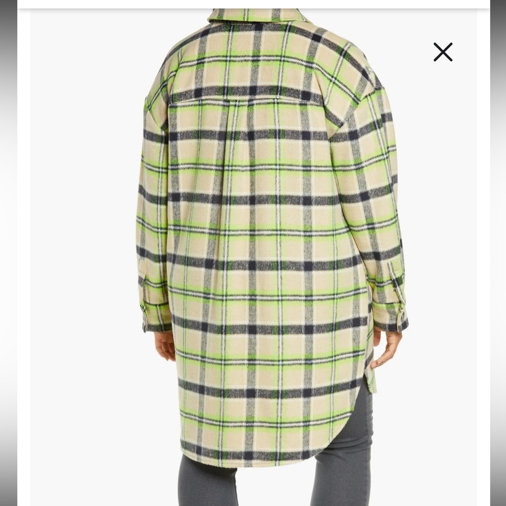 BP Brushed Plaid Oversize Shirt Jacket shacket XS- Green and Gray - Picture 12 of 12